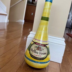 Vintage COFFEE HOUSE LIQUEUR Hand Painted Ceramic Bottle - Made In Portugal